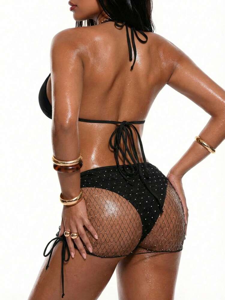 Women's Solid Color Halter Neck Bikini Set Suit Music Festival Summer Beach