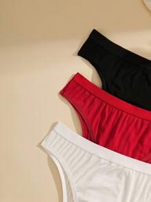 NudeFit 3pcs/Pack Plus Size Solid Color Minimalist Everyday Basic Briefs - Multicolor - View 8