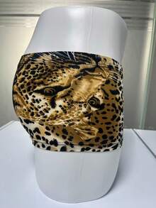 WENEZON 1条男士低腰印花虎头图案平角内裤，性感舒适 - 棕色 - 查看 4