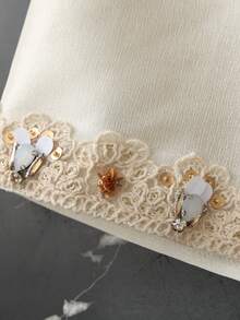 GlowEve Women's Summer New French Style Beaded Lace Embroidery Elegant Sleeveless Top And Skirt 2-Piece Set - Apricot - View 5