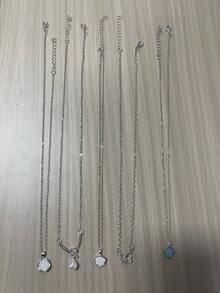 Bộ trang sức đá mặt trăng 5 món - Phong cách Bohemian cổ điển, mặt dây chuyền đá mặt trăng giả bằng hợp kim, phù hợp để đeo hàng ngày và làm quà tặng, bộ 5 món đá mặt trăng trắng sang trọng, mặt dây chuyền thiết kế đá Aquamarine, phụ kiện vòng cổ choker đá mặt trăng giả tối giản, thanh lịch và đa năng. - nhiều màu - Xem 6