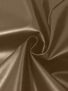 SHEIN Franclia 女士纯色前扣口袋休闲PU短裤 - 卡其色 - 查看 5