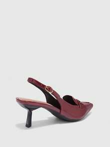 CUCCOO BIZCHIC Burgundy Pointed Toe Stiletto High Heel Fashionable Minimalist French Style Versatile Women Pumps, Spring/Autumn Valentine's Day - Burgundy - View 9