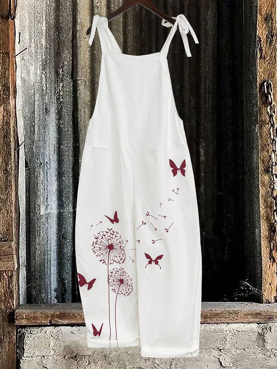 EMERY ROSE Bộ jumpsuit nữ in họa tiết bồ công anh và bướm, kiểu dáng thường ngày, đa năng, thích hợp cho kỳ nghỉ. - Nhiều màu - Xem 1