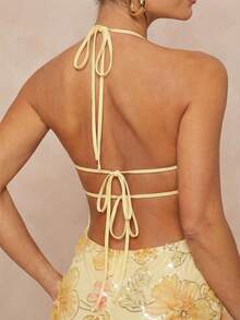 Lumalex 春夏简约复古亮片泳衣泳装度假优雅复活节波西米亚风海滩户外热门层叠婚礼季宴会成人礼海滩海边收腰时尚亮片3D花朵串珠流苏开衩系带优雅性感仙女迷你连衣裙女士生日短裙夏季波西米亚风女装 - 彩色 - 查看 8