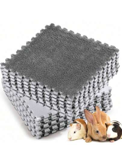 A Set Of 12pcs Spliceable Blankets, Beds, Wool Cages, Padding, Waterproof Sleeping Pads For Small Animals, Suitable For Rabbits, Hamsters, Cats, Dogs, Guinea Pigs, Pads For Guinea Pigs