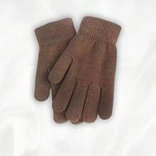 1 đôi găng tay giữ ấm mùa đông unisex màu nâu, găng tay dệt kim kín ngón cho nam nữ, găng tay giữ ấm mùa đông ngoài trời, găng tay trượt tuyết, găng tay đạp xe. - màu nâu - Xem 2