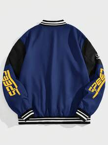 NEON BLANC Chaqueta casual tejida de estilo universitario para hombres - Azul Marino - Ver 2