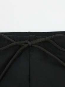 Manfinity KASUA Men's Beach Vacation Printed Drawstring Swim Trunks - Black - View 4