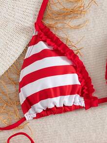 Swim Mod Bộ đồ bơi hai mảnh in hoa màu xanh lá cây, kiểu dáng gợi cảm, hở lưng, buộc dây cổ, dành cho nữ, thích hợp cho mùa hè. - Đỏ và trắng - Xem 4