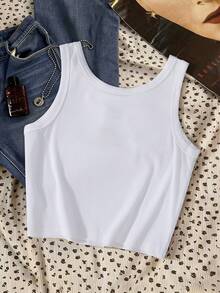 Glimmora Camiseta de tirantes ajustada de cuello redondo con estampado de la Estatua de la Libertad para mujer - Multicolor - Ver 2