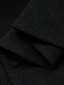 DAZY Women's Fashionable Solid Color V-Neck Single-Breasted Mid-Length Dress Sundress - Black - View 6
