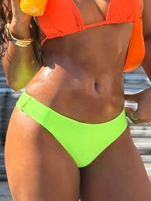 Vaytide Summer Beach Solid High Cut Neon Bikini Bottom Bathing Suit