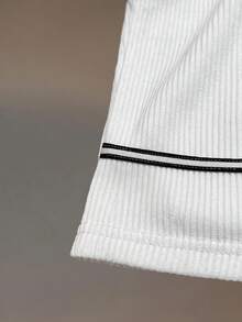 Franclia Women's Lingerie, Women's Vest, White One-Shoulder Top With Black Trim, Summer Vest, Summer Top, Cute For Beach Vacations, From Spring To Summer, Summer, Summer Outfits, Summer Holiday Outfits, Summer Tops, Beach, Women's Beach Outfits, Women's Beach Clothing, Women's Elegant Outfits, Women's Elegant Shirts, Women's Elegant Tops, Women's Casual Tops, White Women's Shirts, White Shirts, White Tops - White - View 3