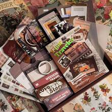 Scrapbooking Supplies Kit, Aesthetic Daily Life Travel Scrapbook Kit For Bullet Junk Journal, Stationery, A6 Grid Notebook, Retro Time Traveler Craft Journaling Supplies, Birthday Craft Gift Teen Girl Kid Women, - Multicolor - View 5