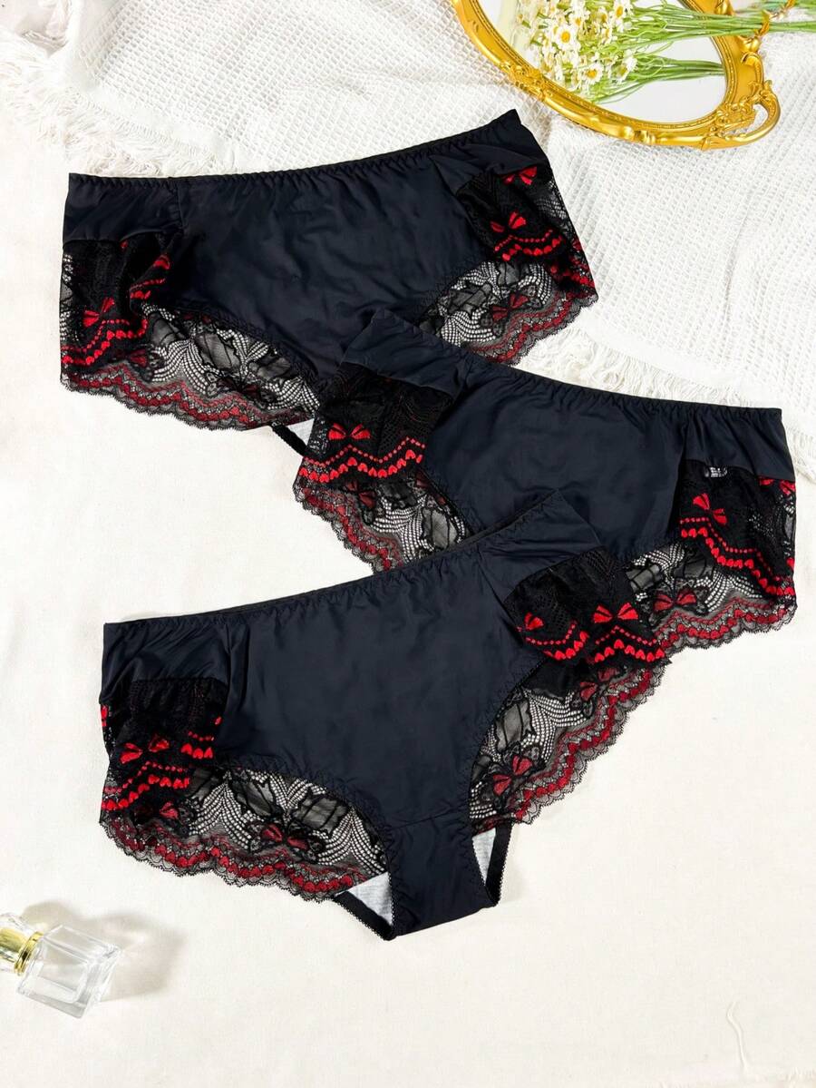 Plus Size Women Lace Patchwork Sexy & Comfortable Panties - Multicolor - View 1