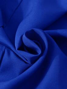 SHEIN Đầm dài tay dáng rộng thanh lịch và dễ thương màu đỏ cổ điển trang trí ruy băng vàng cho bé gái. - Màu xanh lam - Xem 6