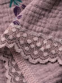 DAZY Teen Girls Minimalist Print Short Sleeve Top And Pants Pajama Set - Purple - View 7