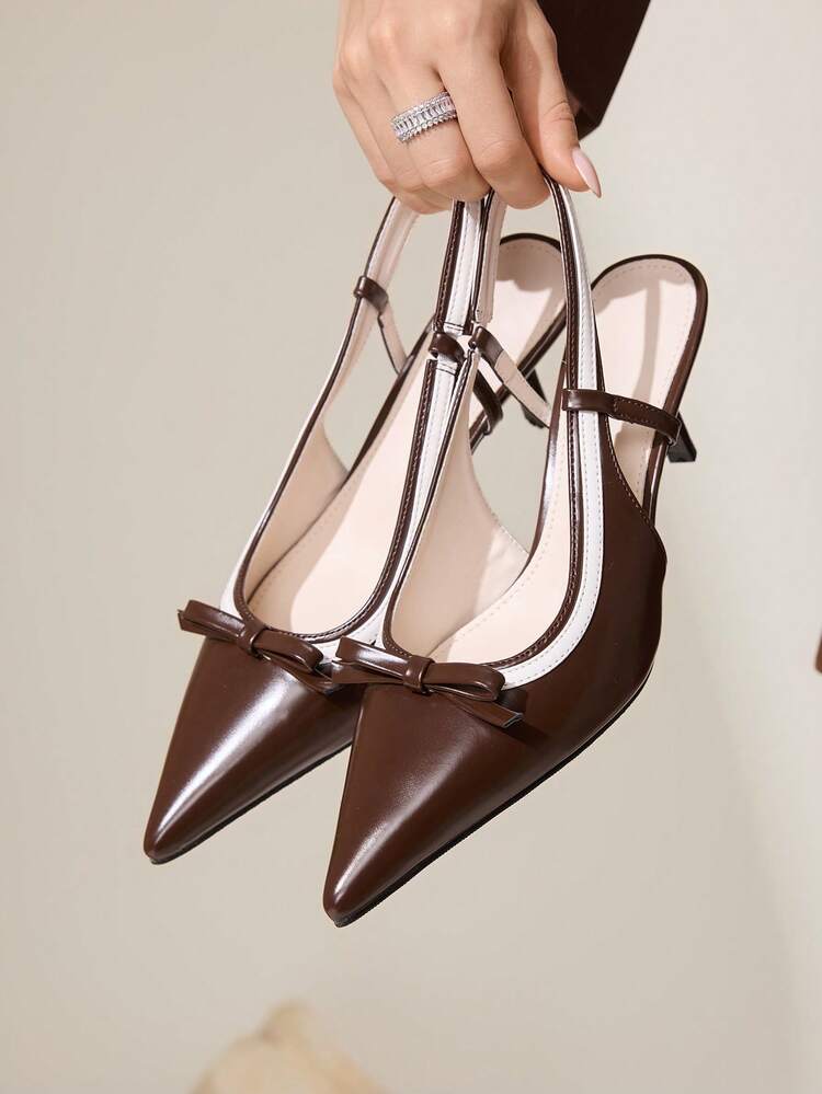 CUCCOO CHICEST Women's Pointed Toe Bow Decor Dress Pumps, Versatile & Fashionable High Heels For Daily Wear Valentine's Day Elegant Shoes