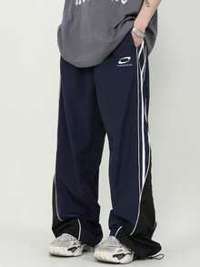 Manfinity Sport Corelite Men's Casual Sports Pants With Strap Design And Small Prints, Comfortable And Versatile