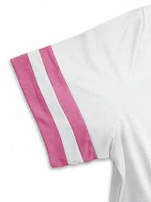 Áo thun tay ngắn cổ tròn, kiểu dáng polo tối giản, thời trang thường ngày dành cho nữ tuổi teen, in logo người cưỡi ngựa, phối sọc tương phản, thích hợp mặc ngoài trời vào mùa hè. - Nhiều màu - Xem 6