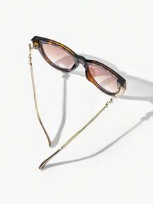 Maija 女士复古豹纹时尚眼镜 - 漸變茶 - 查看 3