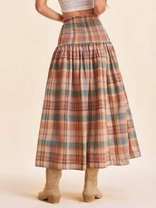 Coeurva Women's Spring Summer Plaid Woven Skirt,/Dress,Two Ways To Dress,Suitable For Spring/Summer Vacation,Boho Chic Skirt - Brown - View 4