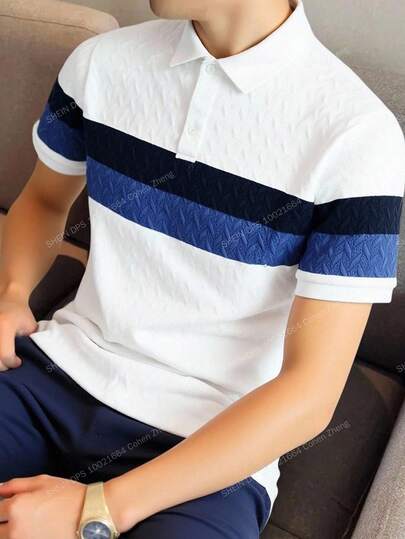 Tween Boys' Casual Comfortable Versatile Colorblock Graphic Print Polo Shirt