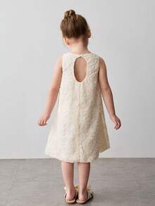 Maija Kids 少女杏色刺绣无袖圆领休闲连衣裙 - 杏色 - 查看 2