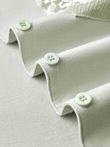 LUVLETTE Bộ đồ ngủ cỡ lớn dành cho nữ, chất liệu 100% cotton nguyên chất, mềm mại, sang trọng, gồm áo cài cúc và quần, viền ren. - màu xanh lá - Xem 9