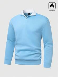 Manfinity Hypemode 宽松版型男式撞色领 Polo 衫 - 淺藍色 - 查看 4