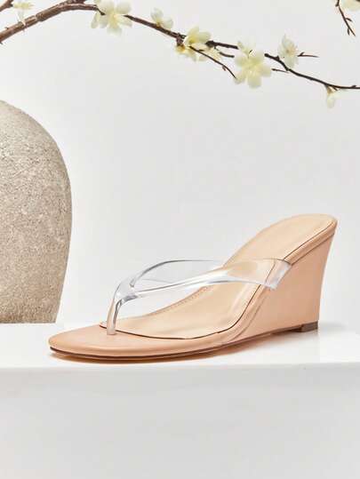 SHUZIA Nya moderiktiga beige/genomskinliga remskor med rund tå och bekväm slip-on för vår, sommar, semester och damsko