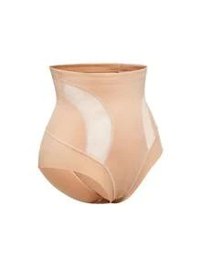 SHAPORA 1pc Women's Solid Color High Waist Shaping Briefs - Apricot - View 10