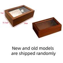 1件装复古木质柜，带玻璃门和抽屉，可用于存放化妆品和杂物，情人节礼物