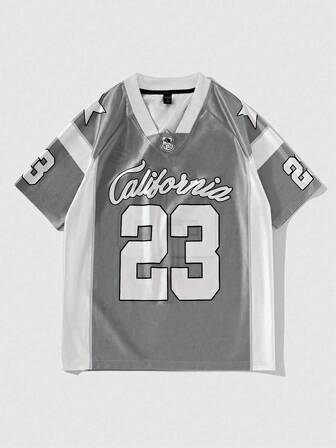 Prep Maglietta sportiva a maniche corte con stampa numerica, per hockey su ghiaccio, estiva, da uomo