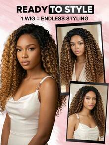 QUICK WEAR 9am Hair Store Wear Go Half Wig Pre-Styled Water Wave Ombre Brown Wig With Black Roots Flexible Fit 3 In 1 Half Wig With Drawstring Natural Hairline Seamless Beginner Friendly Wear And Go Glueless Human Hair Wig Pre-Plucked Hairline 180% Density 16-28 - S1B/4/30A - View 2