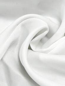 Elenzga 女士优雅时尚通勤休闲舒适迷人复古简约高端浪漫假日长袖褶皱腰部A字裙摆荷叶边后腰抽绳纯色缎面拼接蕾丝边衬衫 - 白色 - 查看 3