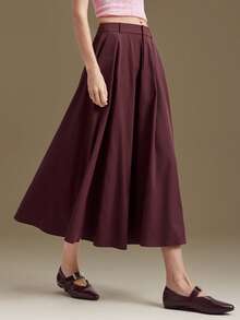 Ontre 2026 Spring/Summer New Women's Satin Textured Red Flared Casual Skirt, Suitable For Valentine's Day, Holidays, Casual, Bohemian Style, Vacation, Weddings, Valentine's Day Carnival, Beach, Party, Elegant - Coffee Brown - View 9