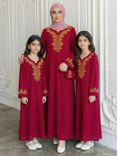 1pc Girls Oversized Crew Neck Long Sleeve Casual Dress, Spring