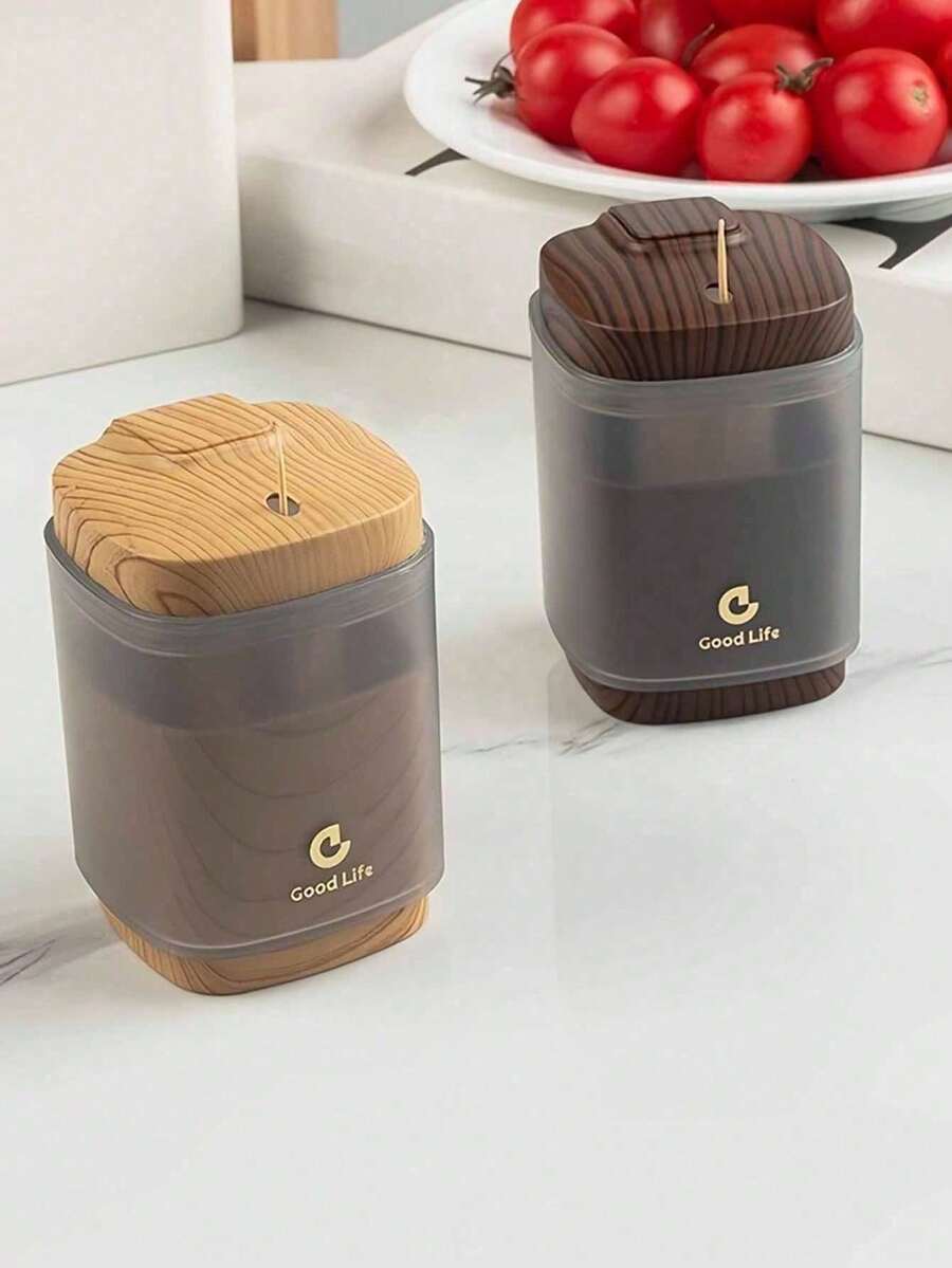 易按式自动牙签盒 - 时尚塑料材质,高档按压式便携牙签瓶,适用于厨房和餐厅装饰,是乔迁、旅行和餐厅的理想礼物 - 塑料材质 - 彩色 - 查看 1