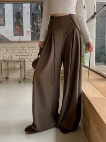 DAZY Women's Loose Casual Wide Leg Pants, Stylish And Versatile, Spring/Autumn - Coffee Brown - View 5
