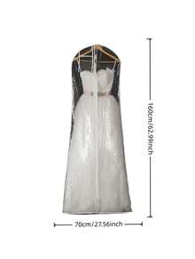1Pc 160/180cm Clothes Hanging Dust Cover Clear Garment Bags Home Storage Bag Dress Suit Coat Dust Cover Wardrobe Hanging Clothing Organizers Tail Wedding Dress Dust Cover - Clear - View 2