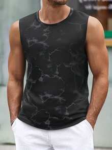 Manfinity Homme Men's Casual Sleeveless Printed Tank Top, Summer - Black - View 3