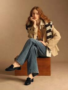 Rosivie Women's Square Toe Casual Slip-On High Heel Mules - Black - View 7