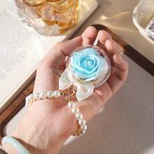 1pc Stylish And Luxurious Rose Keychain With Pearl Bow, Exquisite Car Keychain Accessory. - Multicolor - View 7