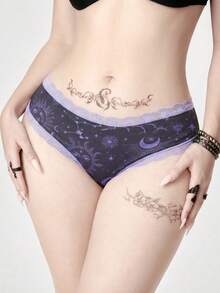 ROMWE Gothic Lace Cross Strap Women's Thong Panties - Multicolor - View 3