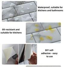 5pcs 3d Epoxy Resin Wall Stickers, Pu Self-Adhesive Kitchen And Bathroom High-Temperature Resistant Pet Tile Stickers And Wallpapers - Multicolor - View 4
