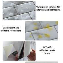 5pcs 3d Epoxy Resin Wall Stickers, Pu Self Kitchen And Bathroom High-Temperature Resistant Pet Tile Stickers And Wallpapers - Multicolor - View 4