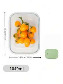1pc Glass Meal Prep Containers, Transparent Microwave Rectangular Food Storage Boxes, Lunch Box For Office Workers, Home Use - Green - View 2