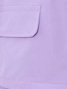 3件套少女都市优雅西装外套、3D花卉背心和裤子套装 - 淡紫色 - 查看 4